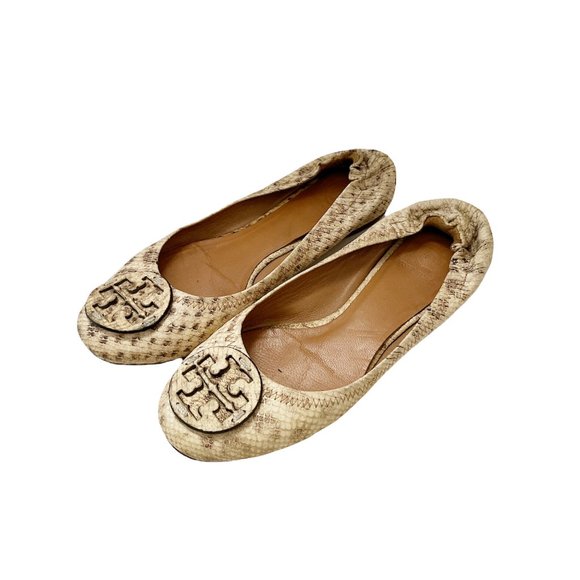 Tory Burch Shoes - Tory Burch Reva Snake Embossed Leather Flats